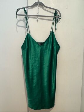 Victoria's Secret Satin Slip Dress in Emerald